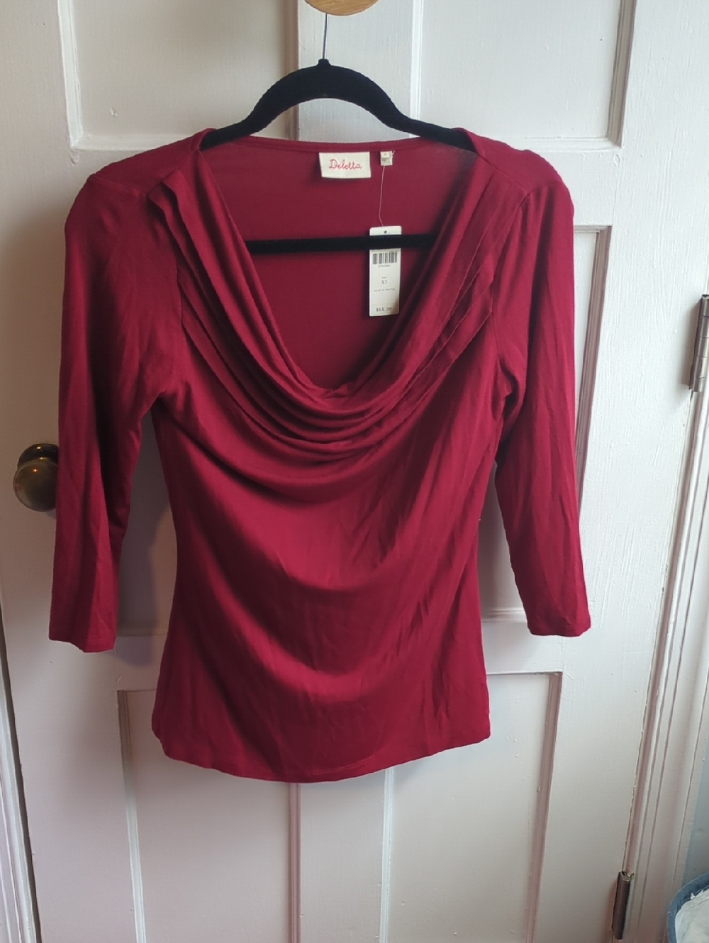 Deletta Red Cowl-Neck Top
